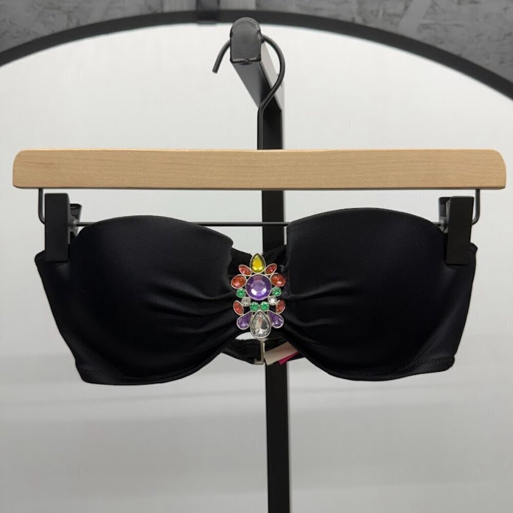 Victoria's Secret Black Rhinestone Y2K Swim Top